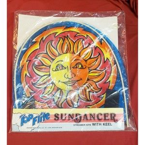 Vtg Unopened NOS Top Flite SUNDANCER Plastic Kite Sun Face Streamer W/Keel